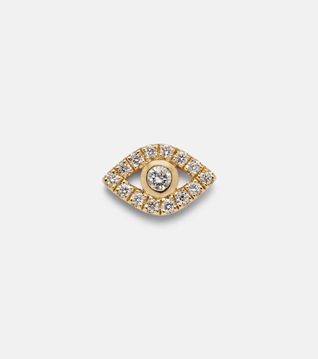Evil Eye 14kt gold single earring with diamonds | Sydney Evan