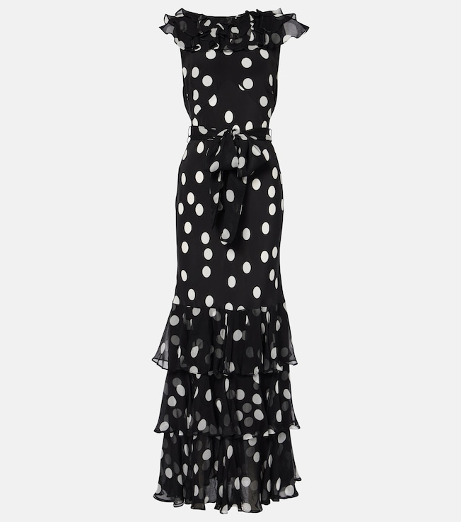 Rio polka-dot ruffled silk maxi dress | Rixo
