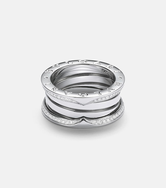 B.zero1 18kt white gold ring with diamonds | Bvlgari