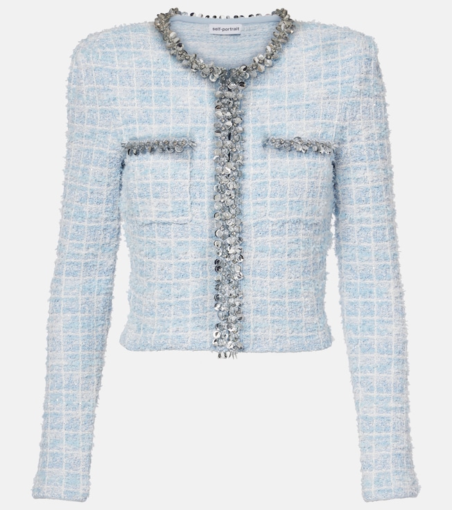 Sequined checked cardigan | Self-Portrait