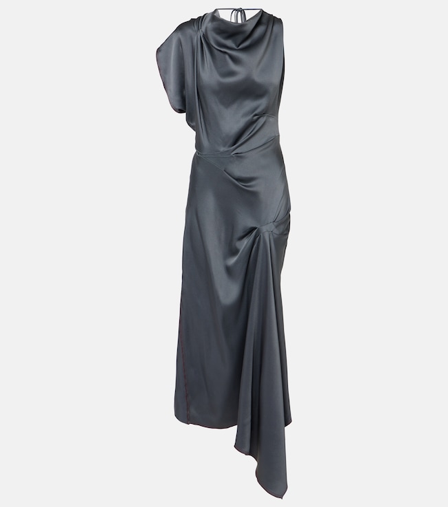 Asymmetric draped satin gown | Victoria Beckham