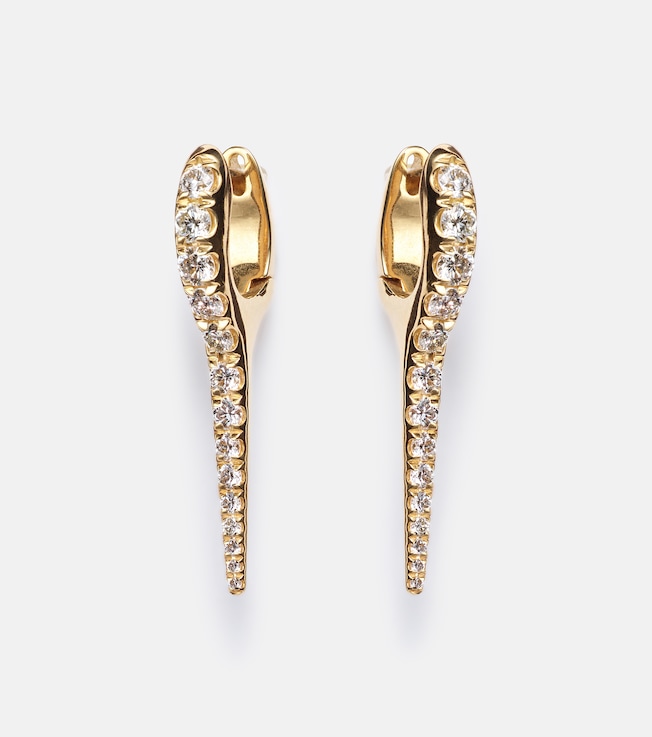 Lola Needle Small 18kt gold earrings with diamonds | Melissa Kaye