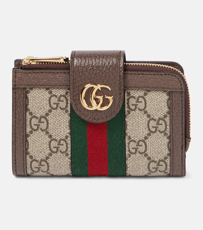 Ophidia leather-trimmed card case | Gucci