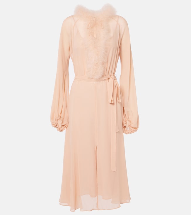 Georg feather-trimmed midi dress | Blumarine