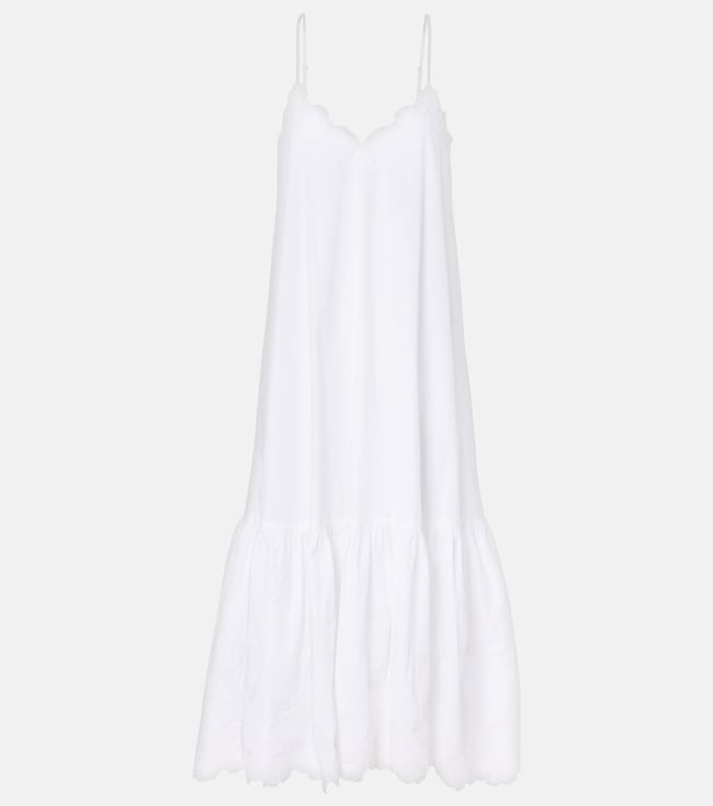 Embroidered cotton poplin midi dress | Juliet Dunn