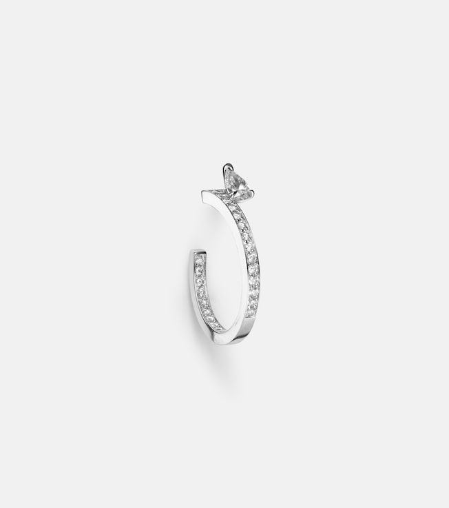 Serti Sur Vide 18kt white gold single hoop earring with diamonds | Repossi