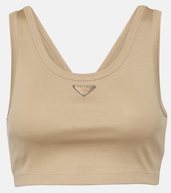 Logo cotton jersey tank top | Prada