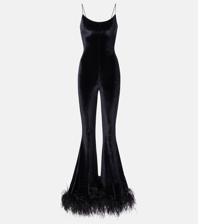 Feather-trimmed jumpsuit | Oséree