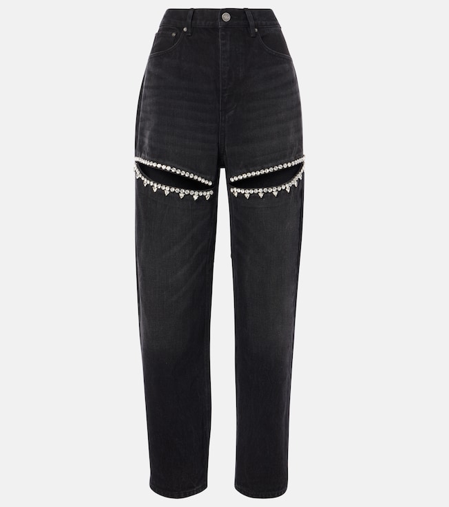 Embellished cutout straight jeans | Area