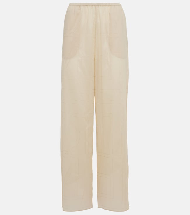 Monogram cotton-blend wide-leg pants | Toteme