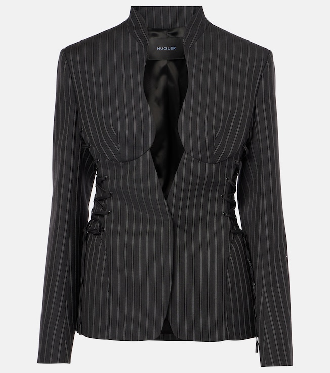 Pinstripe wool-blend blazer | Mugler