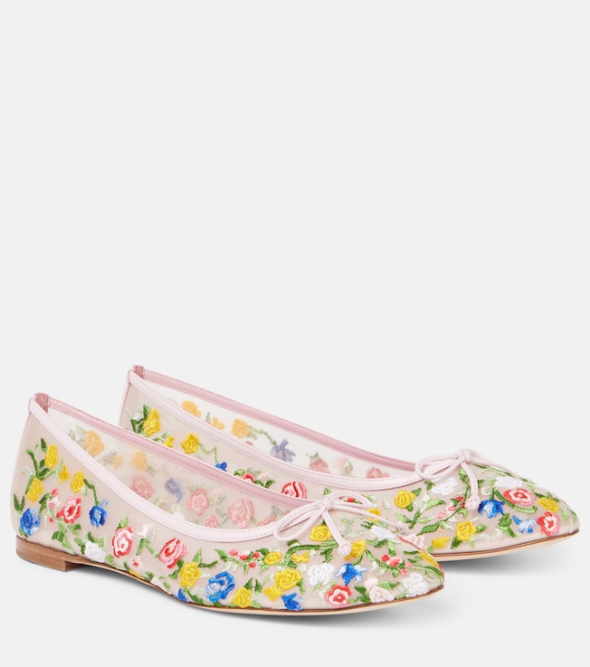 Verdino embroidered mesh ballet flats | Manolo Blahnik