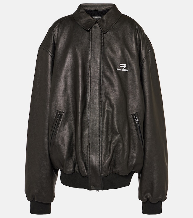 Oversized leather bomber jacket | Balenciaga