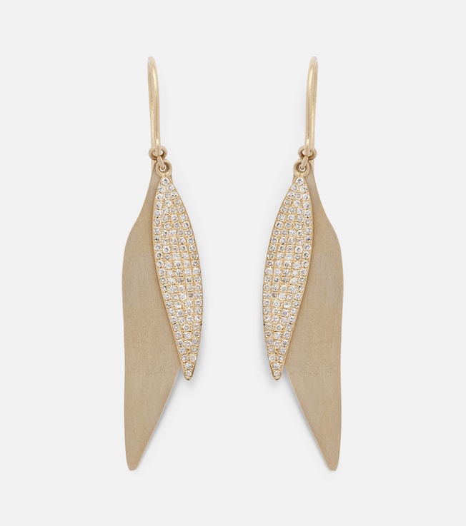 Falling Leaves 18kt gold drop earrings with diamonds | Ileana Makri