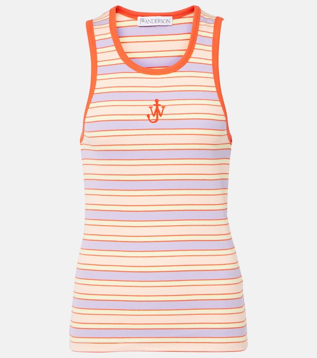 Logo striped cotton jersey tank top | JW Anderson