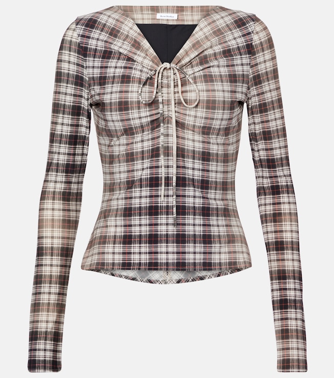Plaid ruched top | Acne Studios