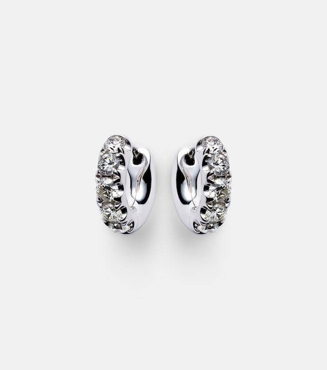 Super Duper 14kt white gold hoop earrings with diamonds | Roxanne First