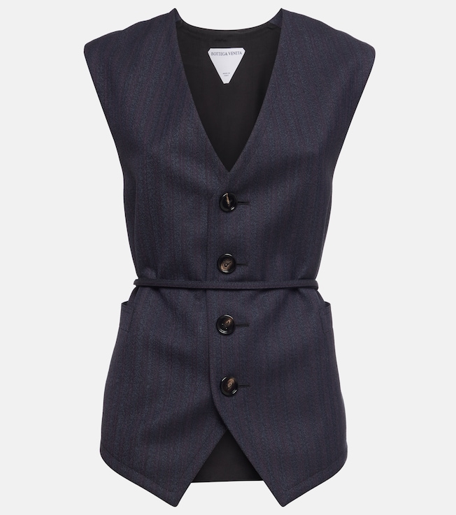 Tie-detail striped wool vest | Bottega Veneta