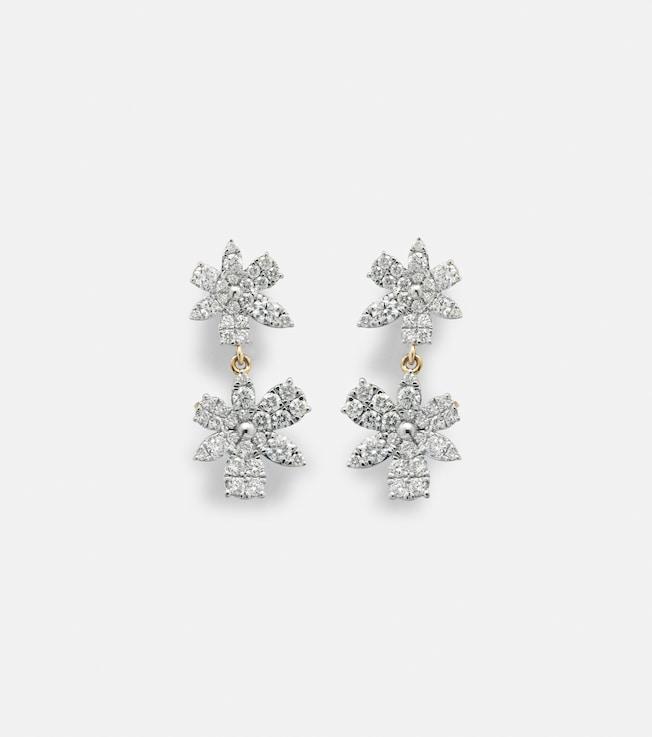 Grand Magnolia 14kt gold drop earrings with diamonds | Stone and Strand