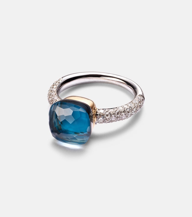 Nudo 18kt gold ring with London blue topaz and diamonds | Pomellato