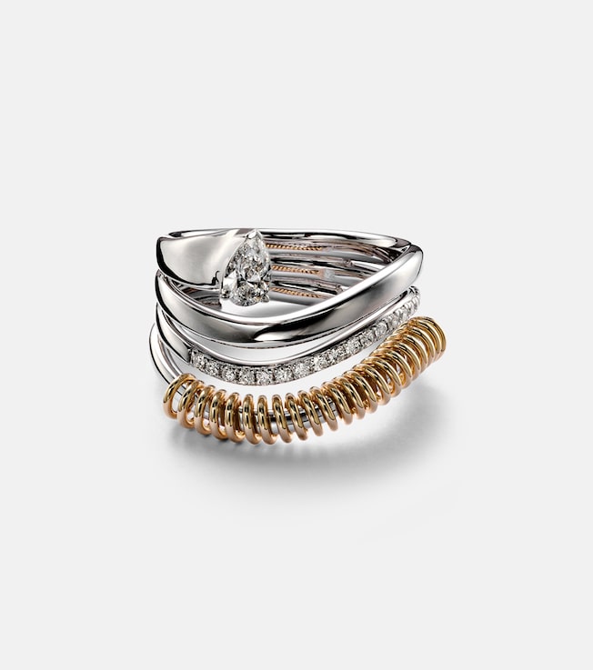 Versus Pear 18kt gold ring with diamonds | Rainbow K