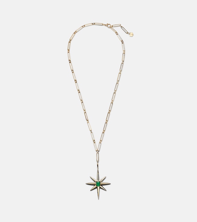 Starburst 18kt gold necklace with emerald and diamonds | Shay Jewelry