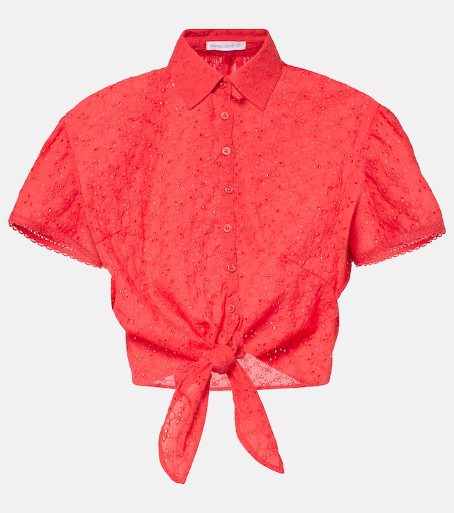 Cycas broderie anglaise cotton crop top | Poupette St Barth
