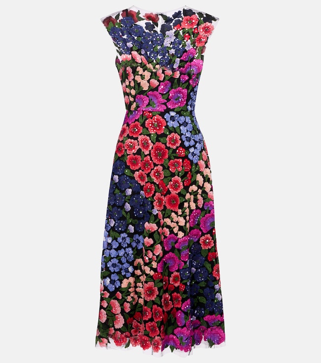 Floral embroidered tulle cocktail dress | Carolina Herrera