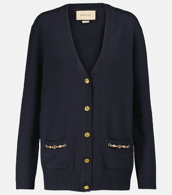 Chain-trimmed cashmere cardigan | Gucci