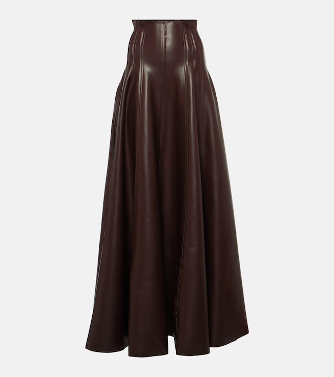 Grace pleated faux leather maxi skirt | Norma Kamali