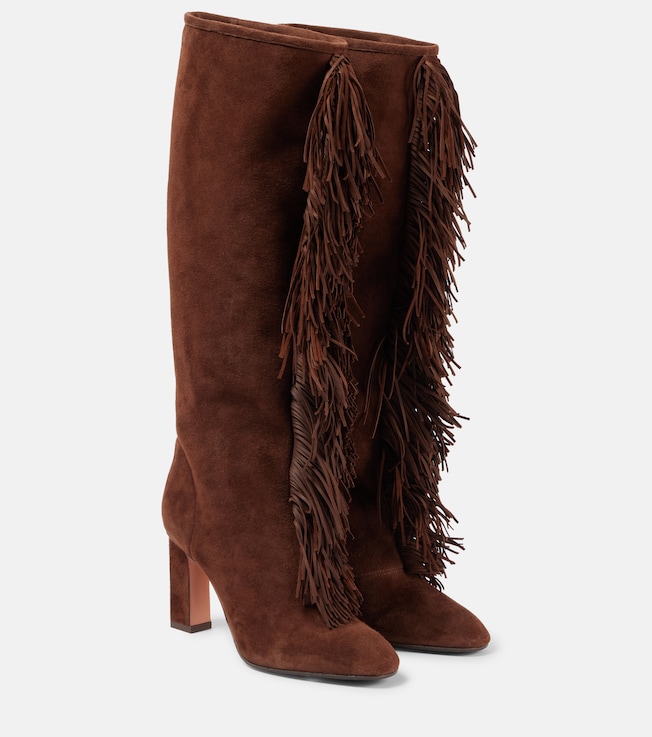 Gytane 85 fringed suede knee-high boots | Aquazzura