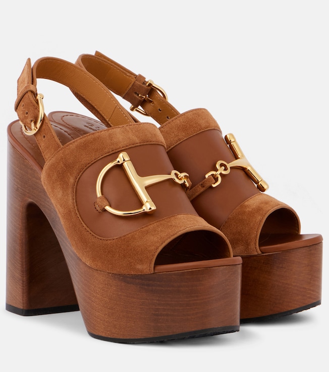 Horsebit suede slingback sandals | Gucci