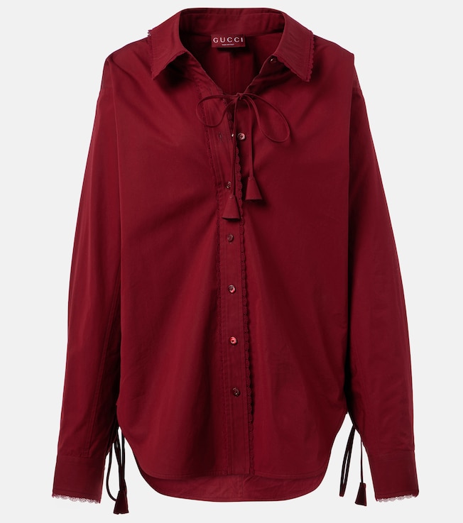 Lace-trimmed cotton poplin shirt | Gucci