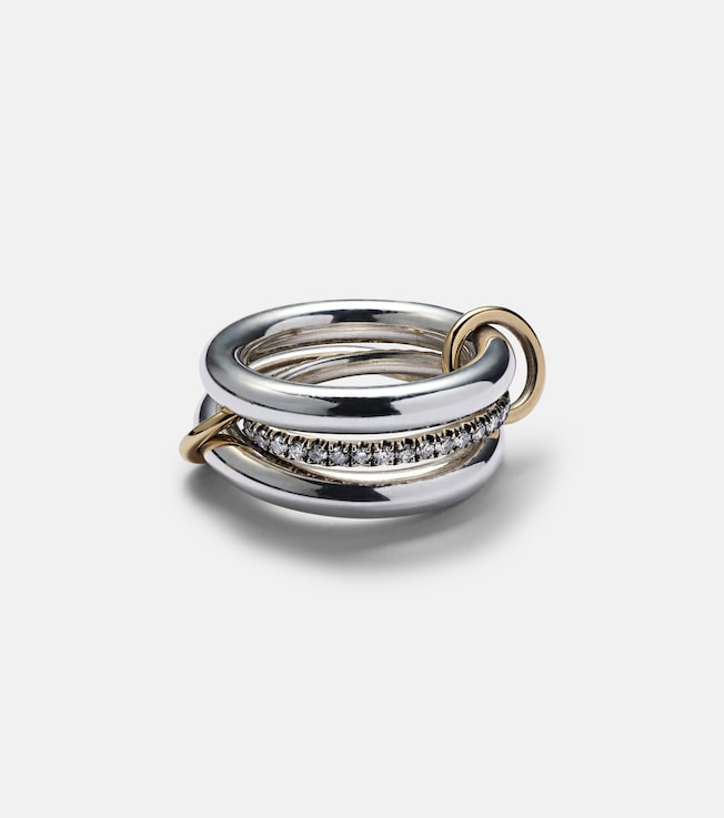 Libra Noir sterling silver and 18kt gold rings with diamonds | Spinelli Kilcollin