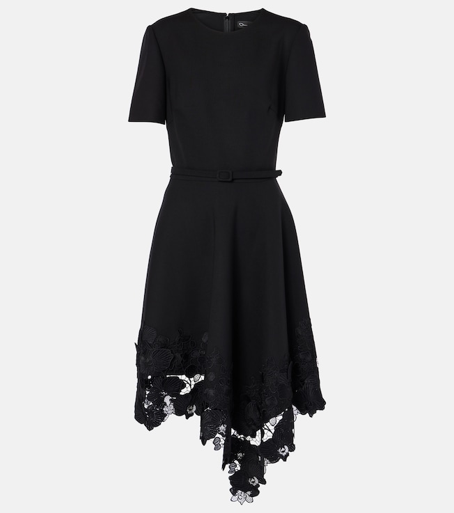 Asymmetric wool-blend midi dress | Oscar de la Renta