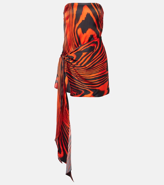Zebra-print gathered bustier dress | David Koma