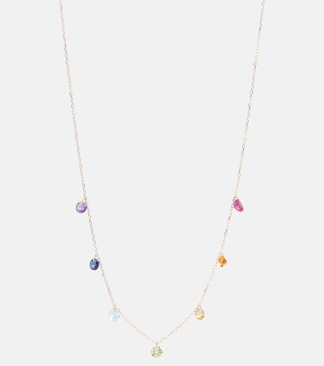 Chakras Rainbow 18kt gold necklace with precious stones | Persée