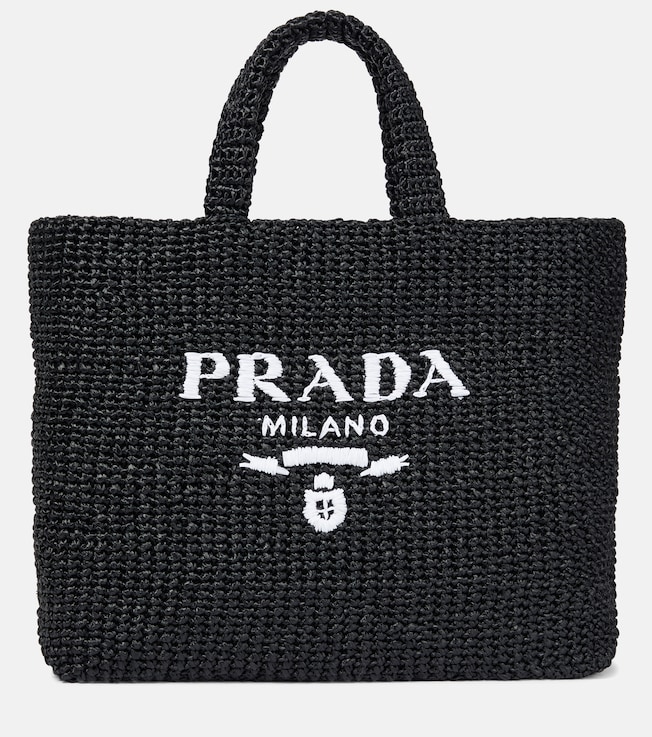 Logo raffia-effect shopper | Prada