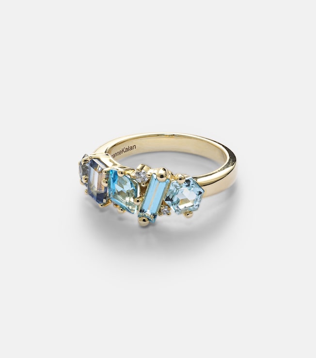 14kt yellow gold ring with diamonds and topaz | Suzanne Kalan