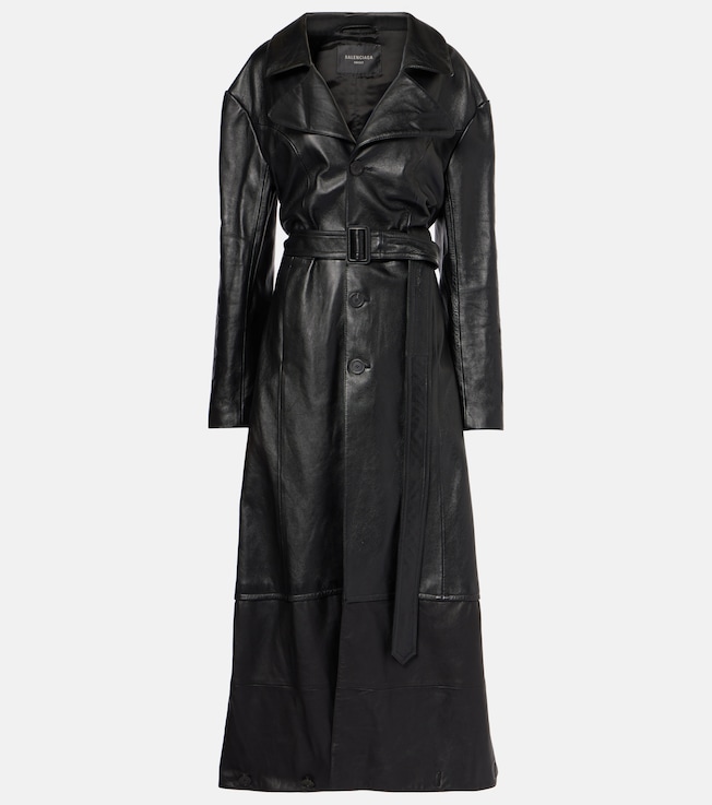 Single-breasted leather coat | Balenciaga