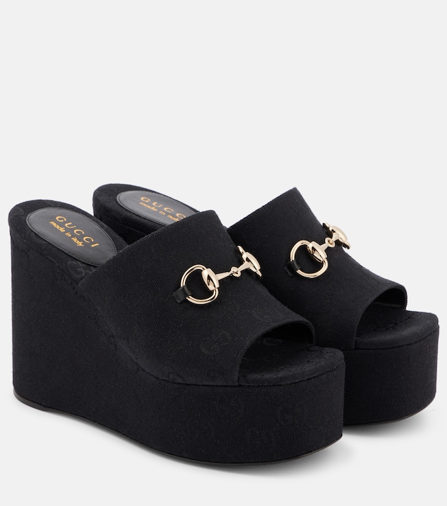 Carmen Horsebit 60 canvas platform sandals | Gucci
