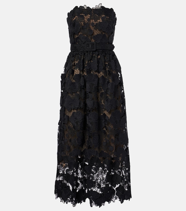 Floral lace bustier gown | Oscar de la Renta