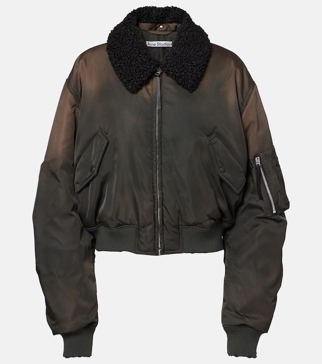 Cropped faux fur-trimmed bomber jacket | Acne Studios