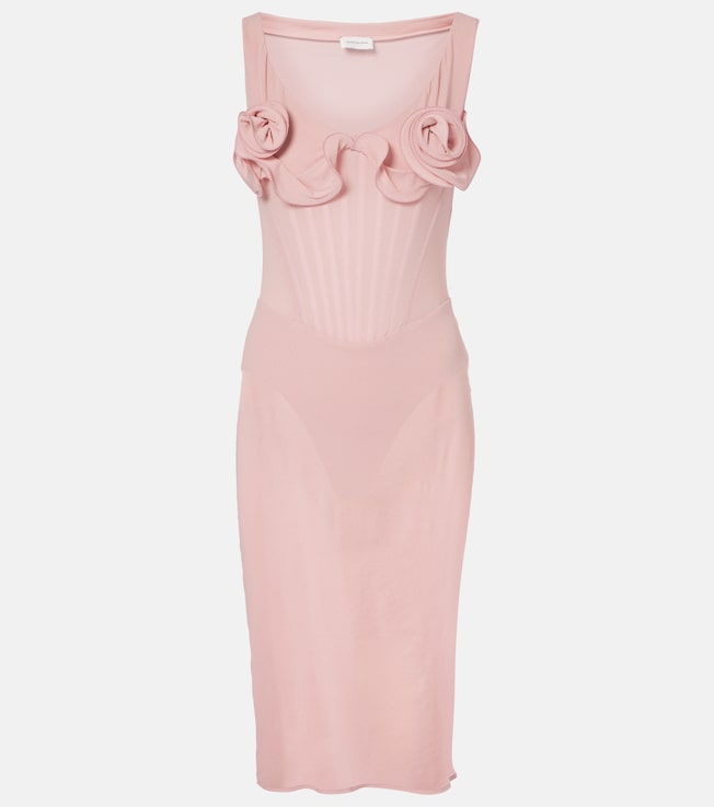 Floral-appliqué silk-blend bustier dress | Magda Butrym