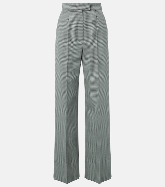 Checked wool and mohair wide-leg pants | McQueen