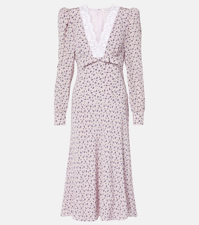 Floral lace-trimmed silk midi dress | Alessandra Rich