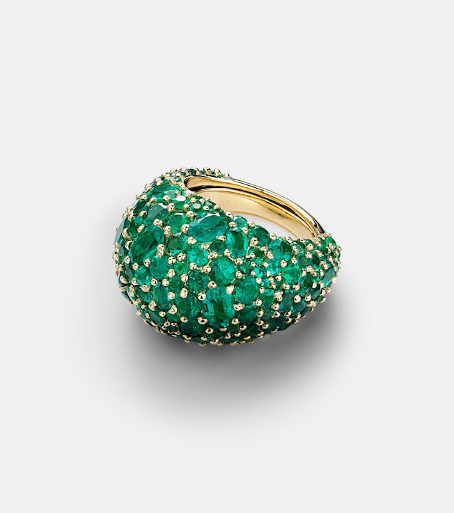 Green Earth Dome 18kt gold ring with emeralds | Octavia Elizabeth