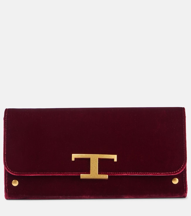 T Timeless Small velvet wallet on chain | Tod's