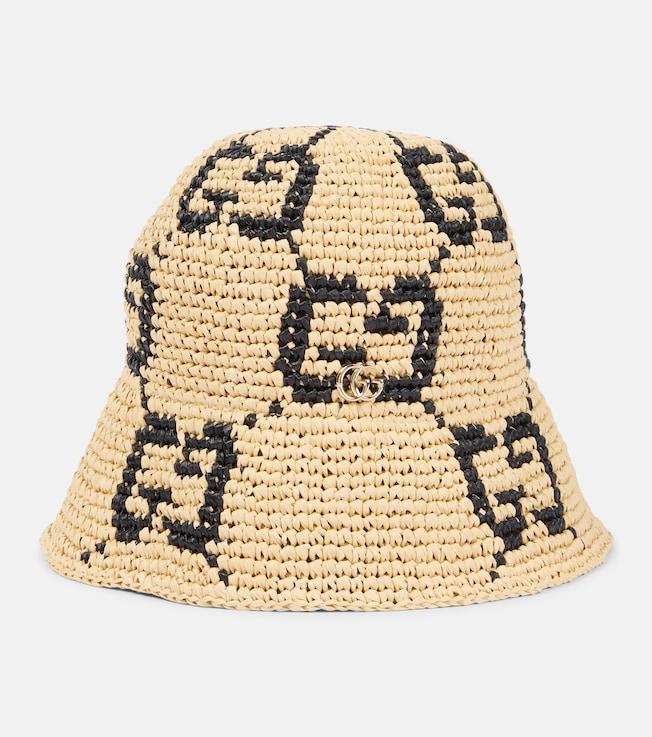 GG raffia-effect cloche hat | Gucci