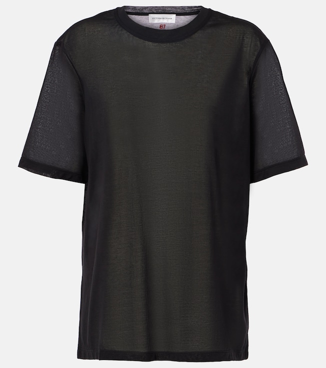 Cotton-blend crêpe T-shirt | Victoria Beckham